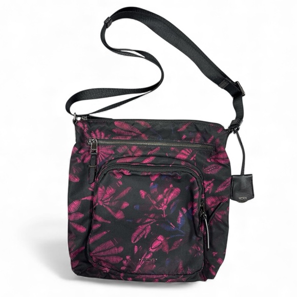 Tumi Voyageur Hot Pink Black Abstract Nylon Crossbody Bag Adjustable Strap